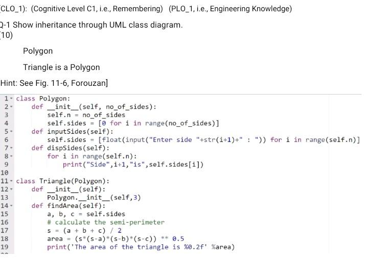  CLO_1): (Cognitive Level C1, i.e., Remembering) (PLO_1, i.e., Engineering Knowledge) 2-1