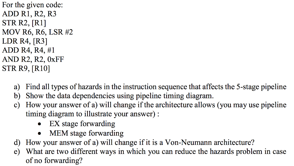  For the given code: ADD R1, R2, R3 STR R2, [R1]