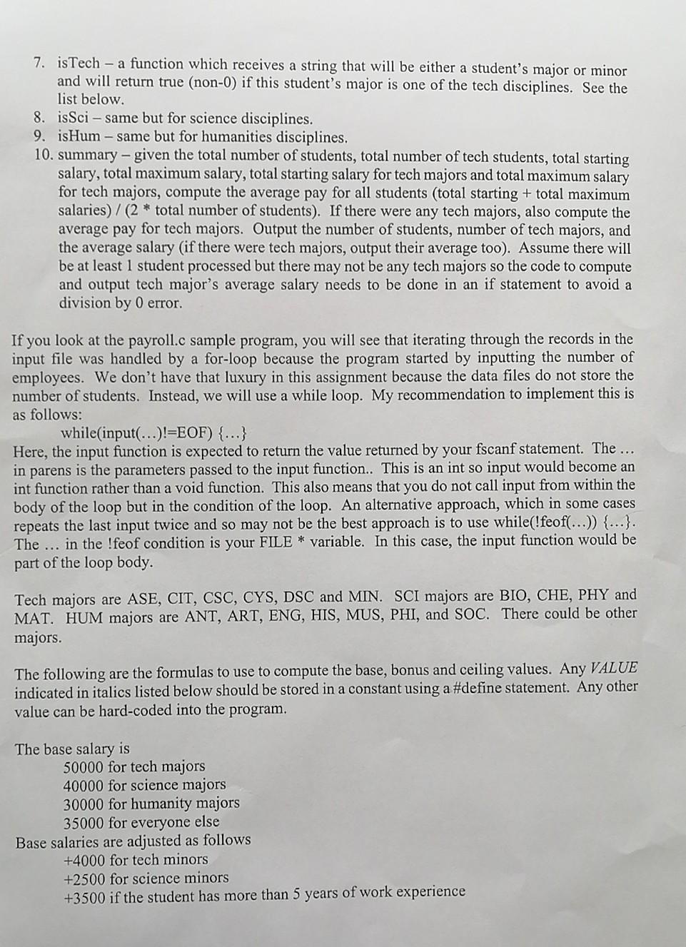 ability to write a C program that is made up of functions