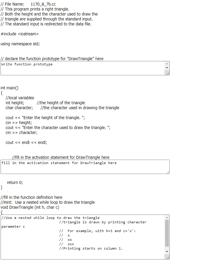  // File Name: 1170_8_7b.cc // This program prints a right triangle.