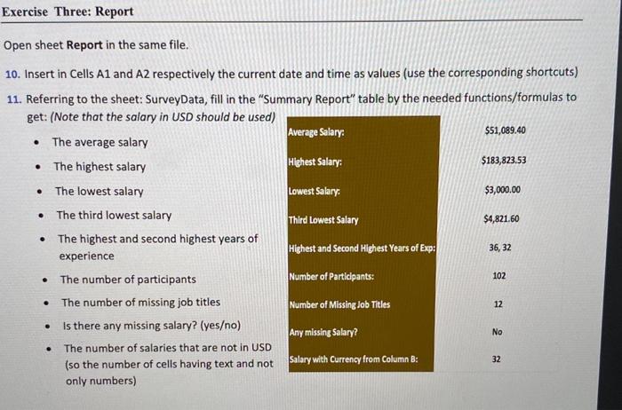 plz solve on excel Open sheet Report in the same file. 10.