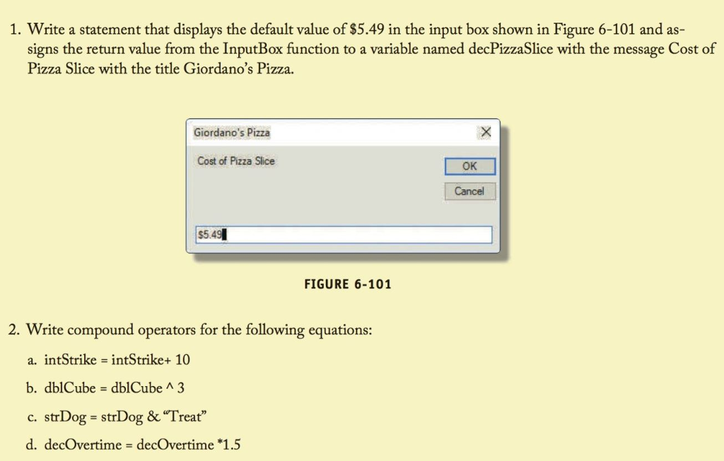 I need help with these problems for my Microsoft Visual Basics class.