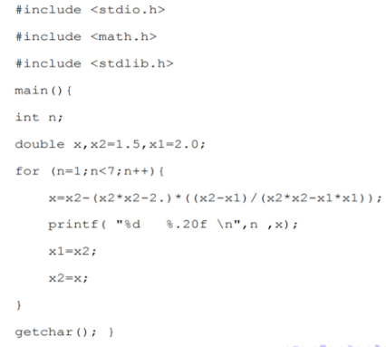 Explain what the c code calculates below. #include #include #include main() {