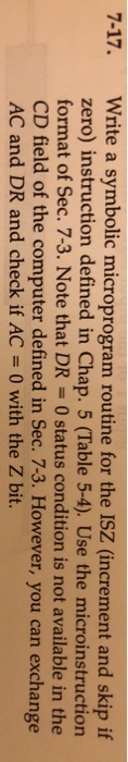  rite a symbolic microprogram routine for the ISZ (increment and skip