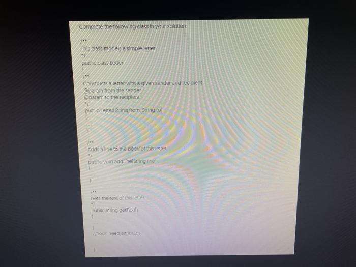 DESCRIPTION Provide a class for authoring a simple letter in the constructor,