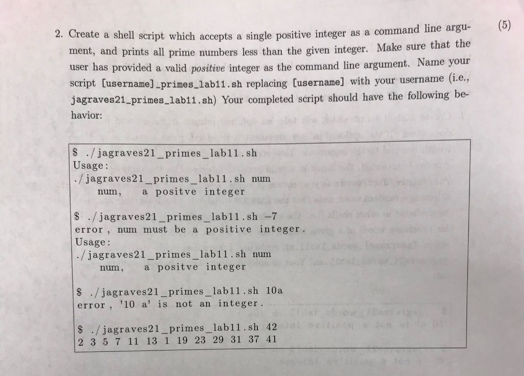  (5) ccepts a single positive integer as a command line argu-