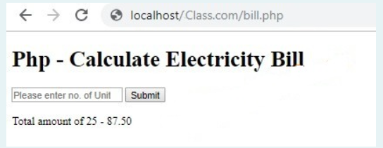 Write a program to calculate Electricity bill in PHP. a PHP program