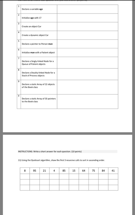 Declare a variable age Initialize age with 17 Create an object