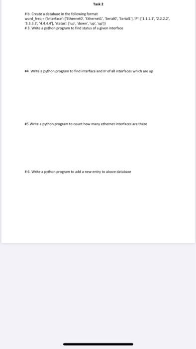  Tack 2 b. Create a database in the following format word_freq