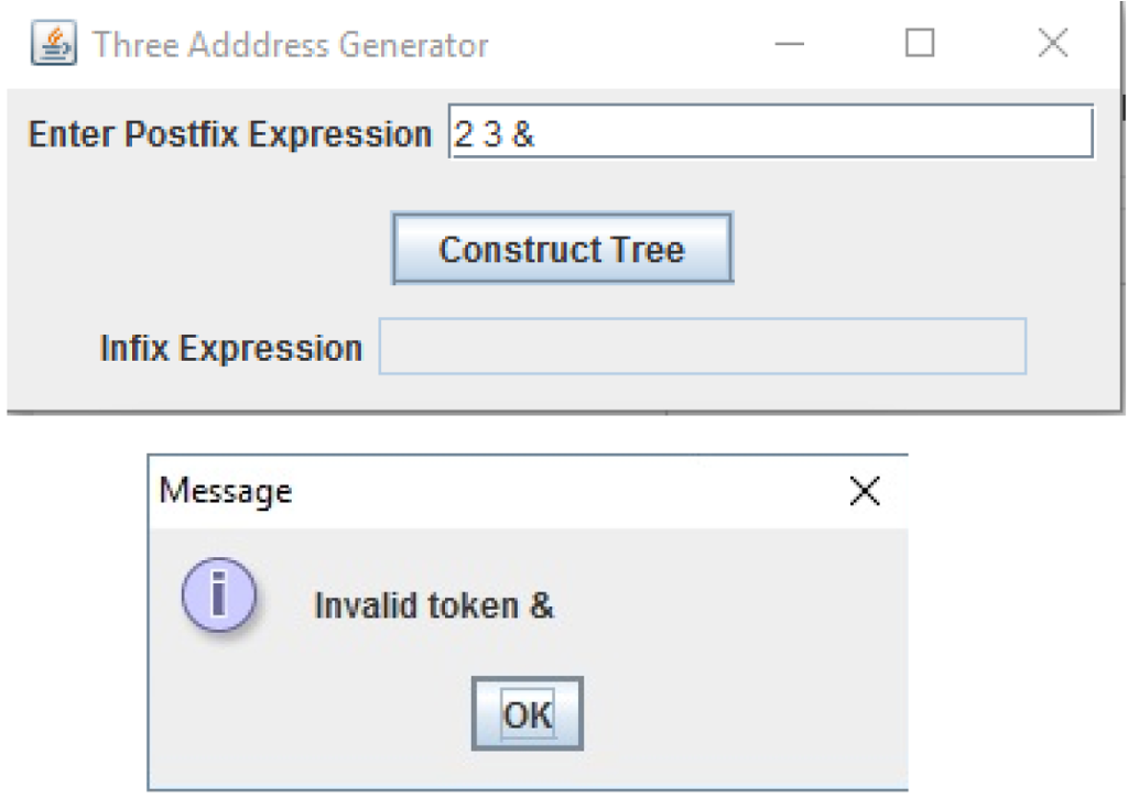expression of unsigned integers in postfix notation and builds the arithmetic expression