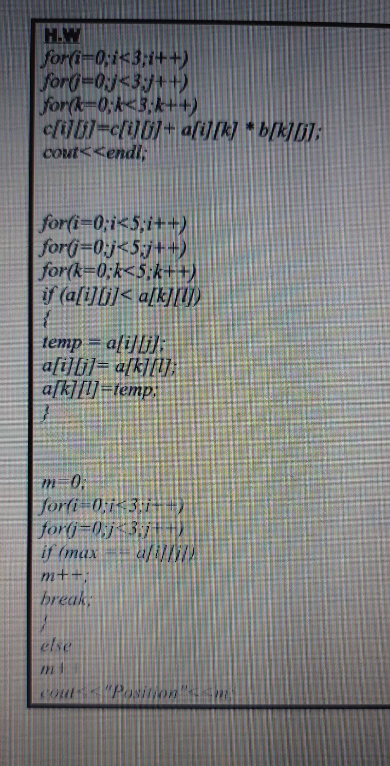  Program output?? H.W for(i=0;i