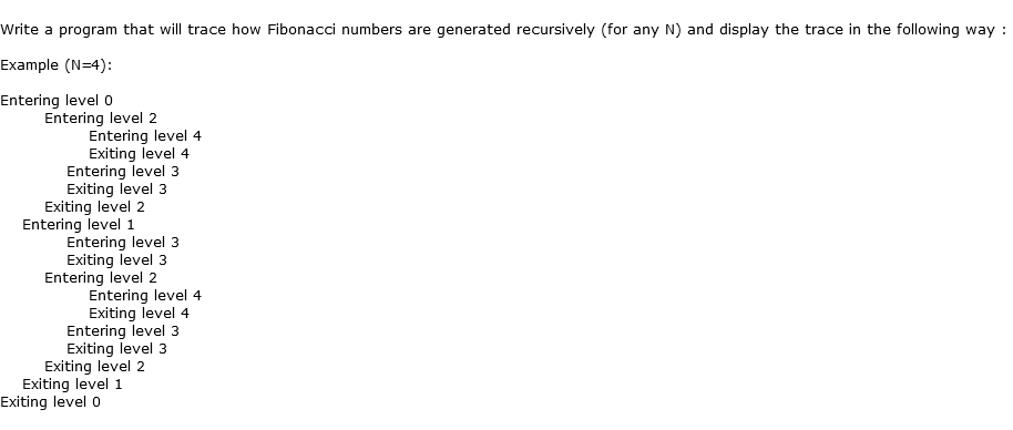 In C++ Write a program that will trace how Fibonacci numbers are