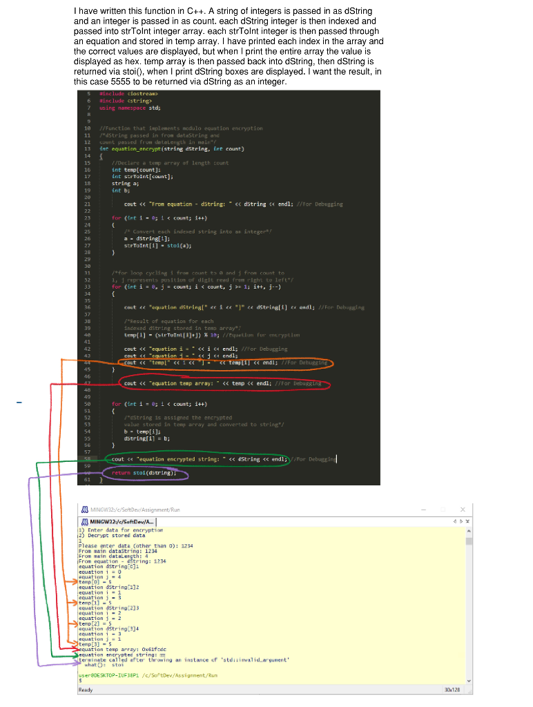 I have written this function in C++. A string of integers