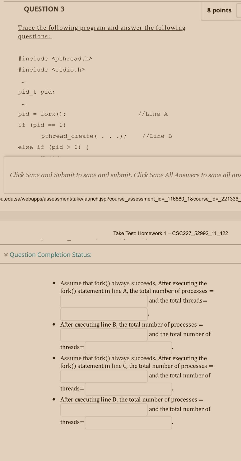 QUESTION 3 8 points Trace the following program and answer the