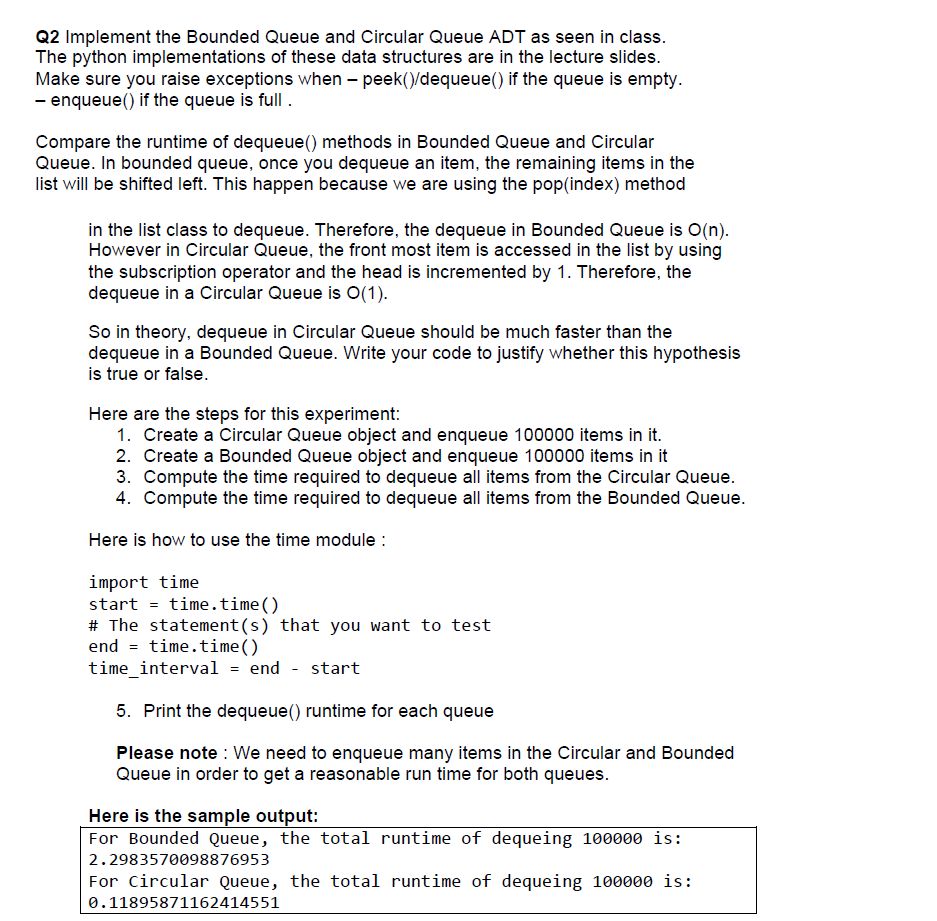 [PYTHON 3] Implementing a bounded queue and a circular queue These are