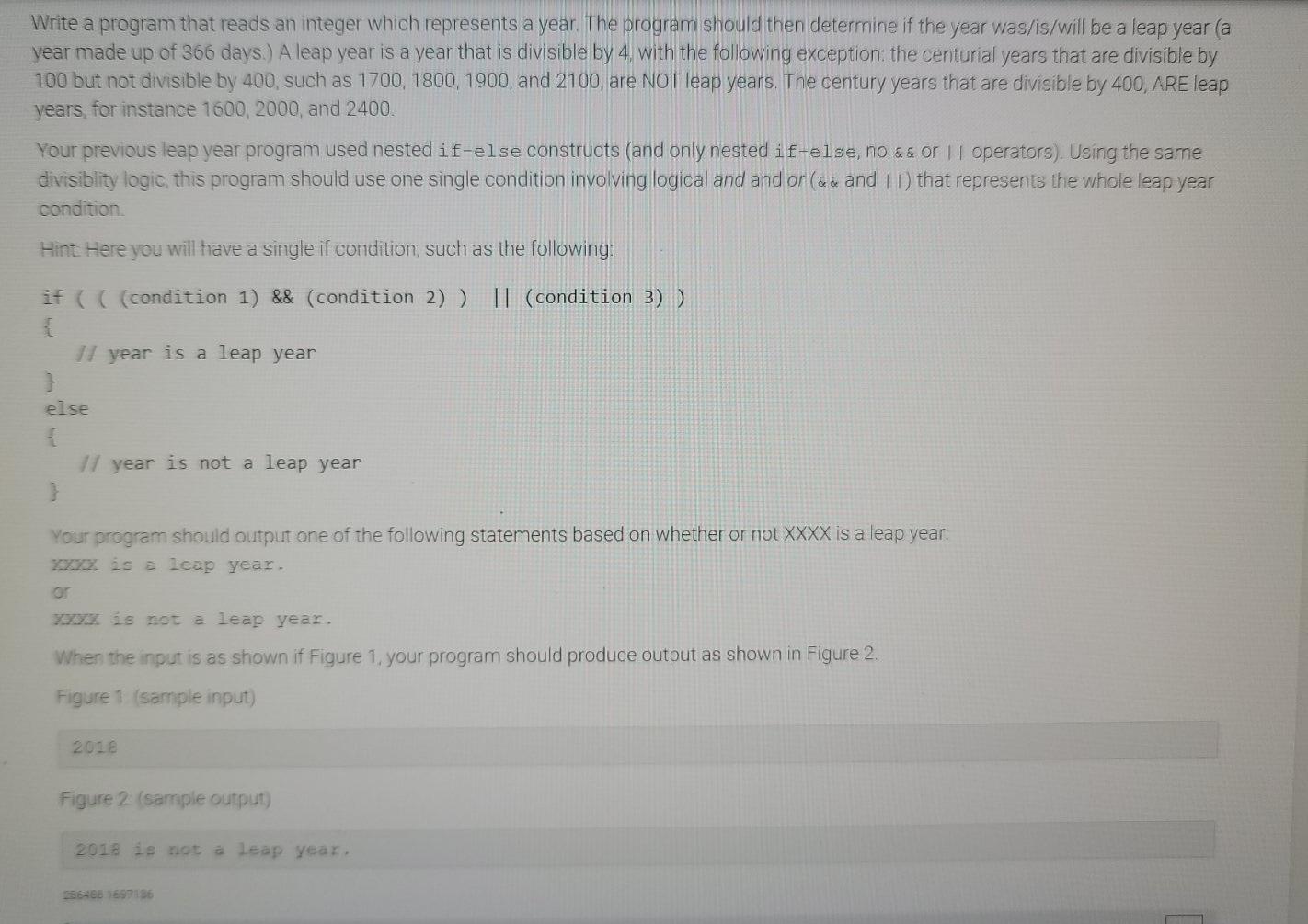 > year if ( year %100 -- 0 && year % 488