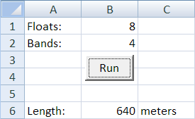 float needs 30 meters. Each band needs 100 meters. The worksheet starts