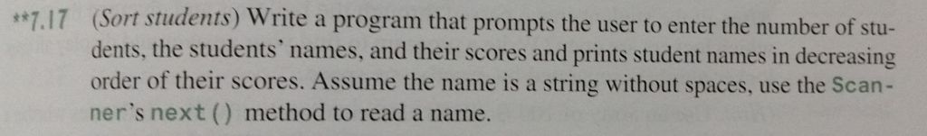 I need help with a coding assignment using java 8: 7.17 (Sort