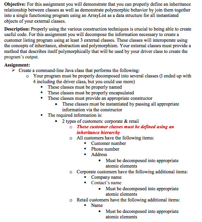 JAVA HELP! Objective: For this assignment you will demonstrate that you can