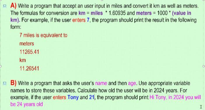 python questions A) Write a program that accept an user input in