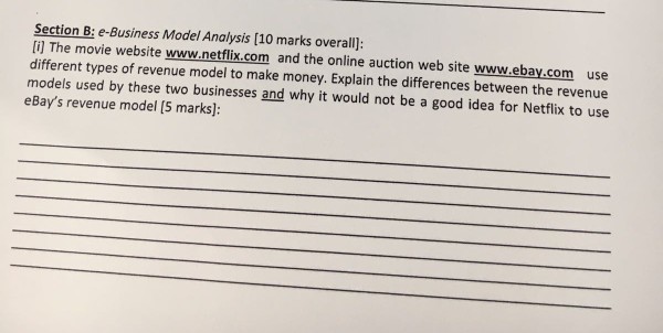  Section B: e-Business Model Analysis [10 marks overall]: [il The movie