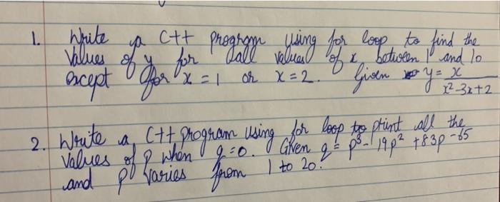  1. Write ctt program for (x = 1 x 3x12 Values