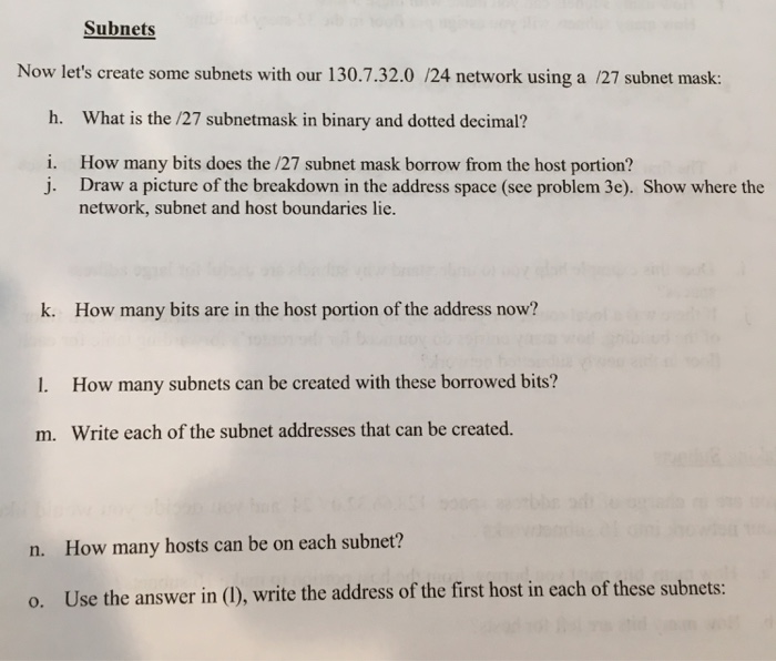  Subnets Subnets Now let's create some subnets with our 130.7.32.0 /24
