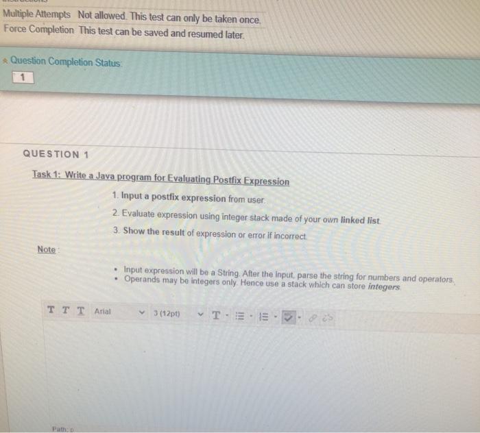dara structures Multiple Attempts Not allowed. This test can only be taken