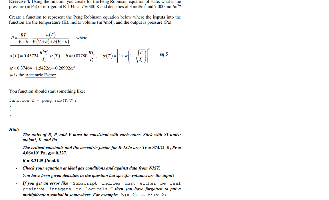 please do it on matlab Exercise 4: Using the function you create