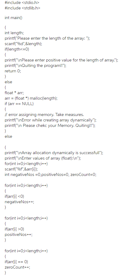 to count the number of negative values, the number of positive values
