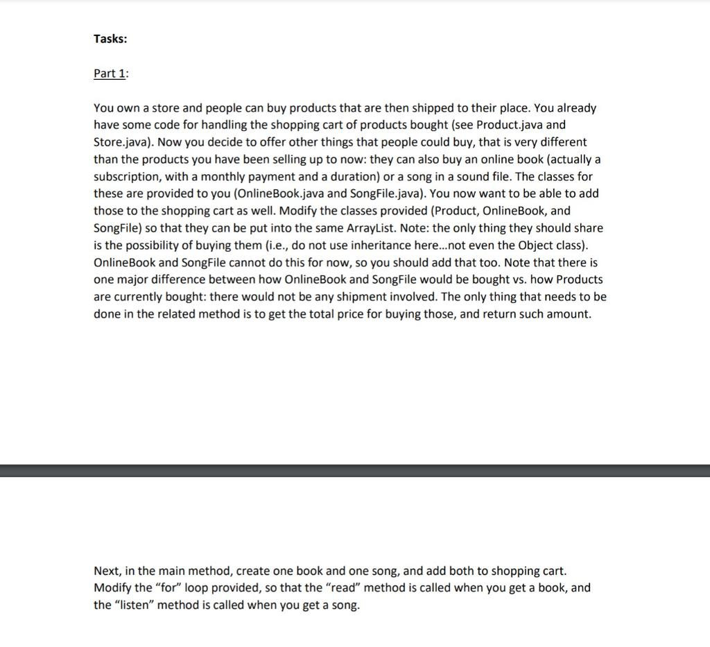 Computer science question on inheritance, polymorphism and javafx. Tasks: Part 1: You