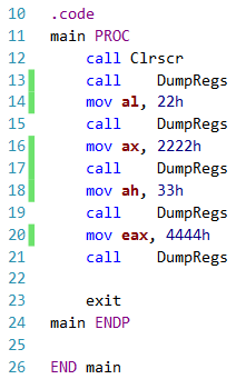 This is for assembly language: (for x86 processors) -I just need an