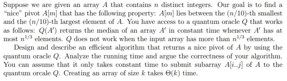 Suppose we are given an array A that contains n distinct