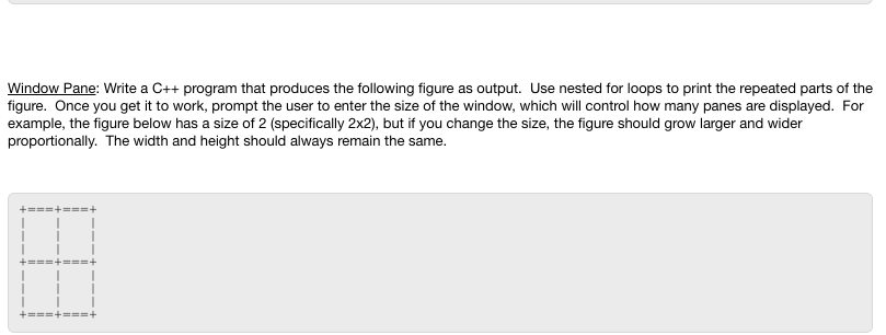 Please write code in C++ Window Pane: Write a C++ program that