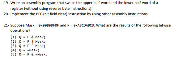  19- Write an assembly program that swaps the upper half-word and