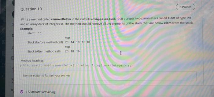 ans plz 10 6 Points Question 10 D Write a method called
