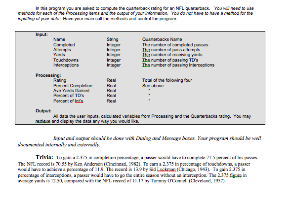 rates its passers for stat stical purposes against a fixed performance standard