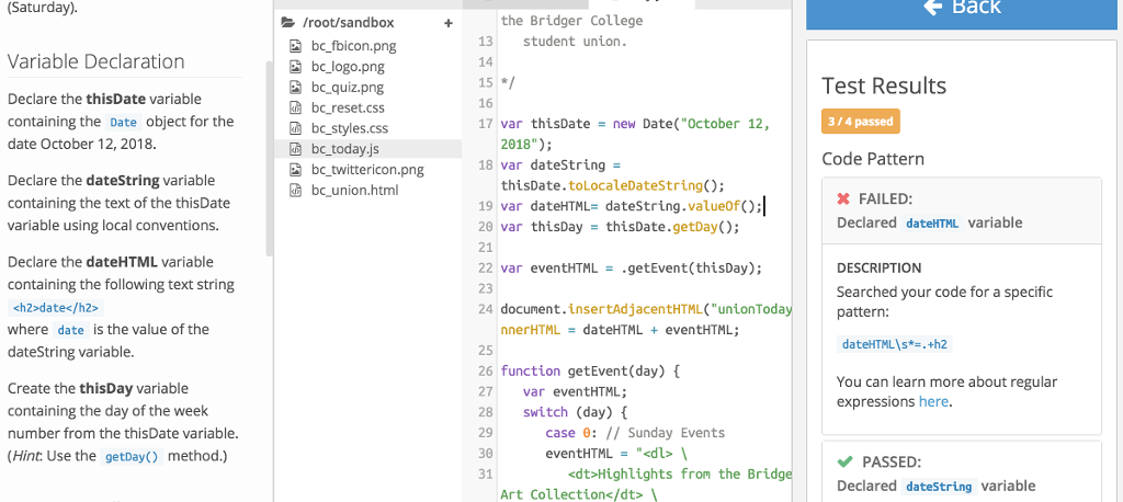 How should the code be written to include the "h2 date h2"