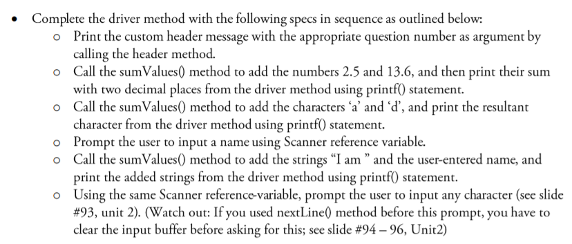 Task2 which will include the driver method, header and footer methods you
