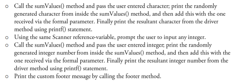 defined in question 1 and five overloaded methods. Define (copy-paste from question