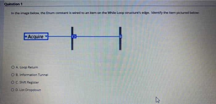  Question 1 In the image below, the Enum constant is wired