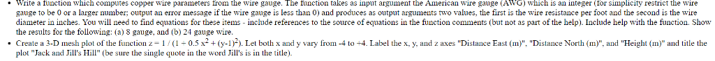 MATLAB Write a function which computes copper wire parameters from the wire