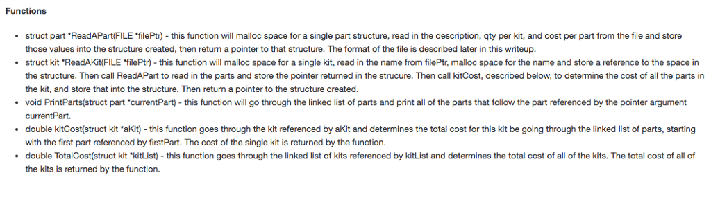 project 3 slightly. The part struct now has description being a pointer,
