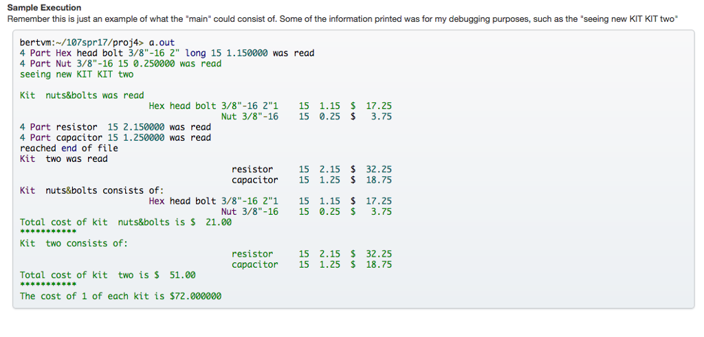 the kit. The kit structure now has a pointer firstPart that will