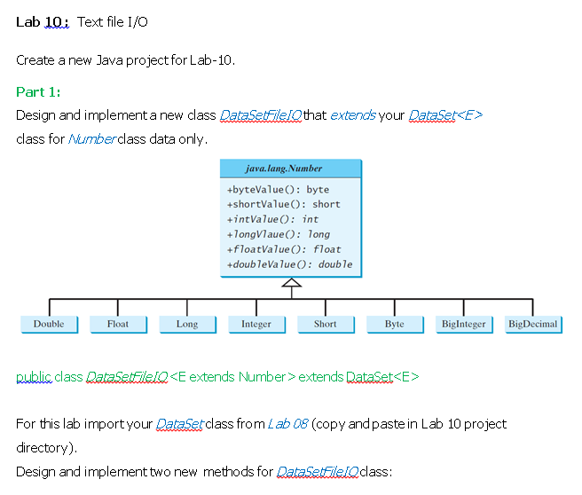  Lab 10i Text file I/O Create anew Java project for Lab-10