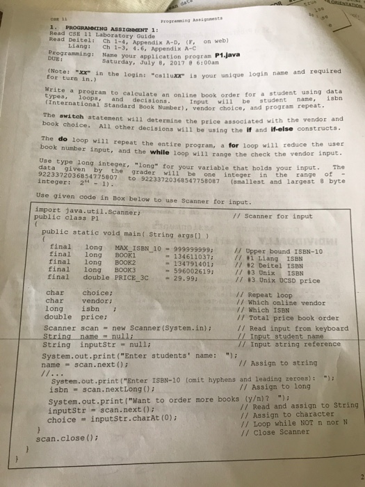  Please read the following direction, then write the program in Java.