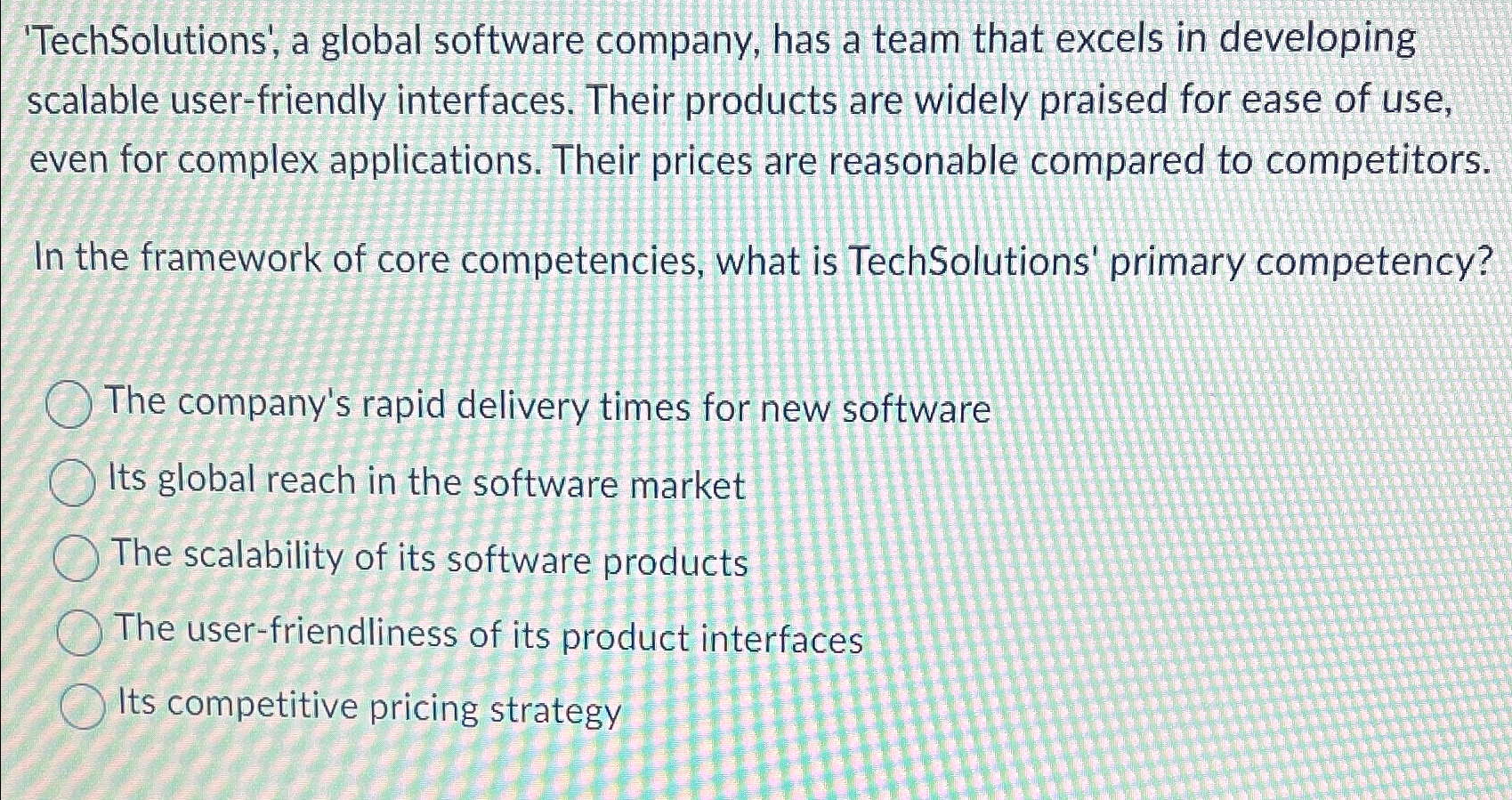  'TechSolutions', a global software company, has a team that excels in
