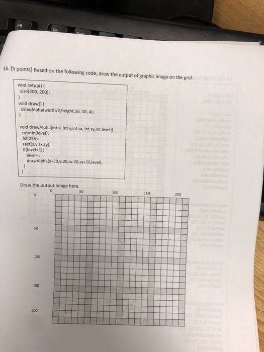  F8 16. IS points] Based on the following code, draw the