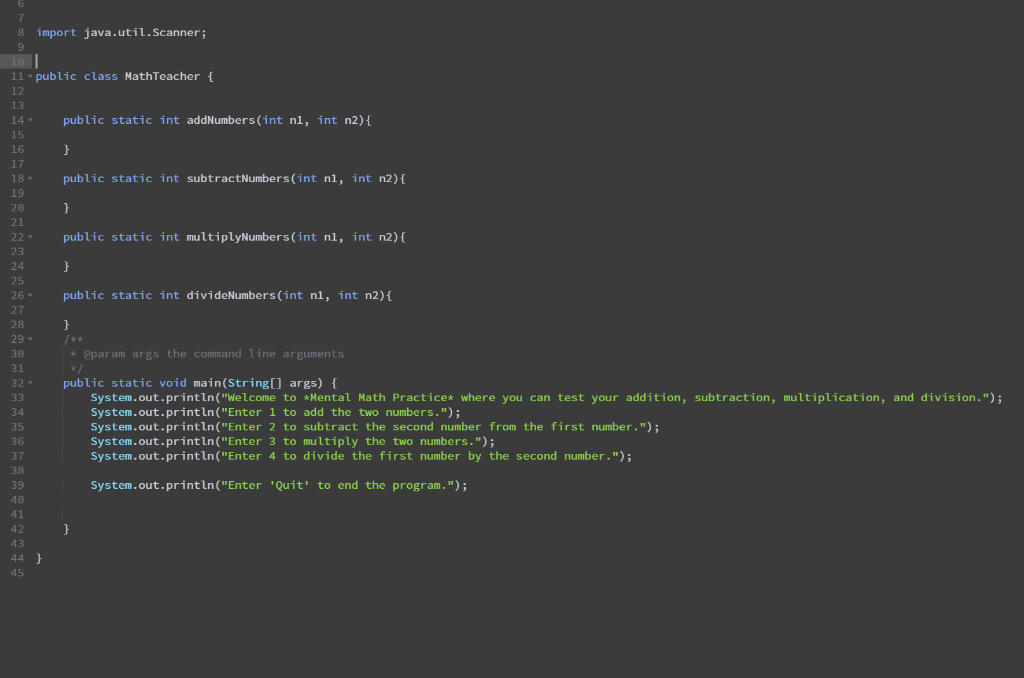 math practice program for younger users. You will ask the user to