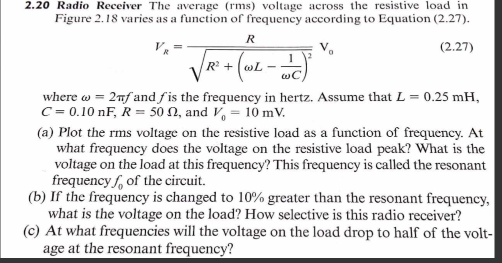 MATHLAB PROBLEM The average (rms) voltage across the resistive load in Figure